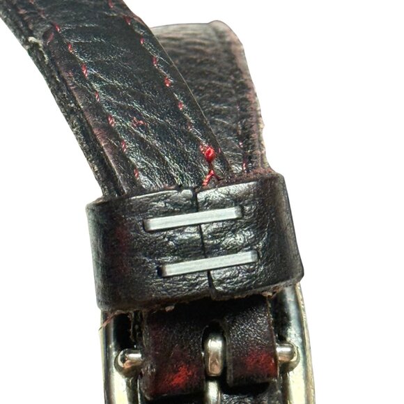 Re-Issue 1976 Roots Bavarian Leather Crossbody Satchel Black/Wine Red Purse - Picture 9 of 13